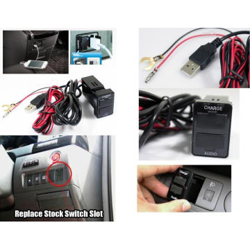 Interfaz de puerto de audio con cargador USB dual para Toyota Corolla Interruptor en blanco